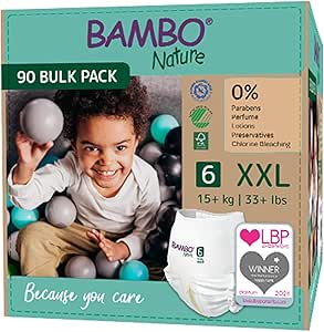 Bambo Nature Premium Training Pants, Size 6 (15+kg), XXL, 90PK, Pull Ups, Eco-Labelled Potty Training Nappy Pants, Secure, Comfortable, Discreet for Active Day and Comfy Night's Sleep